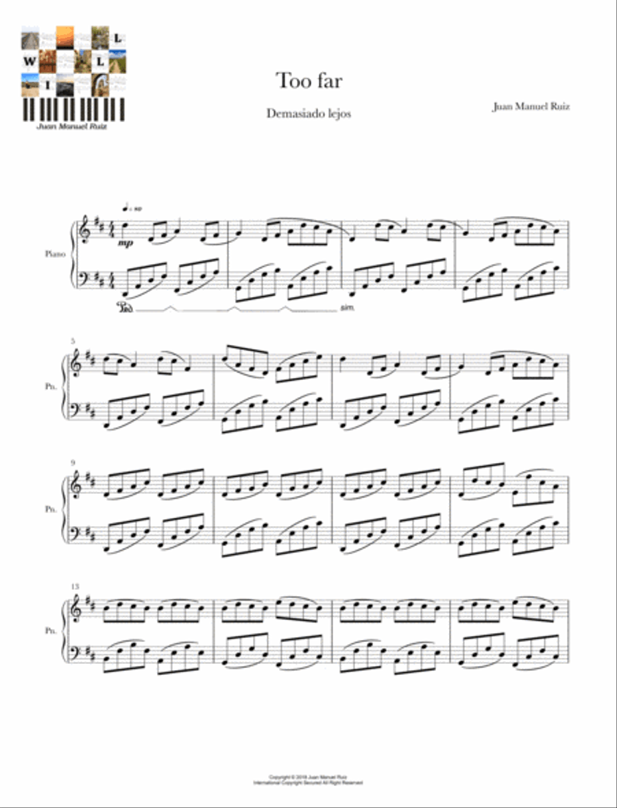 Too far Piano Solo scores gallery preview page 1