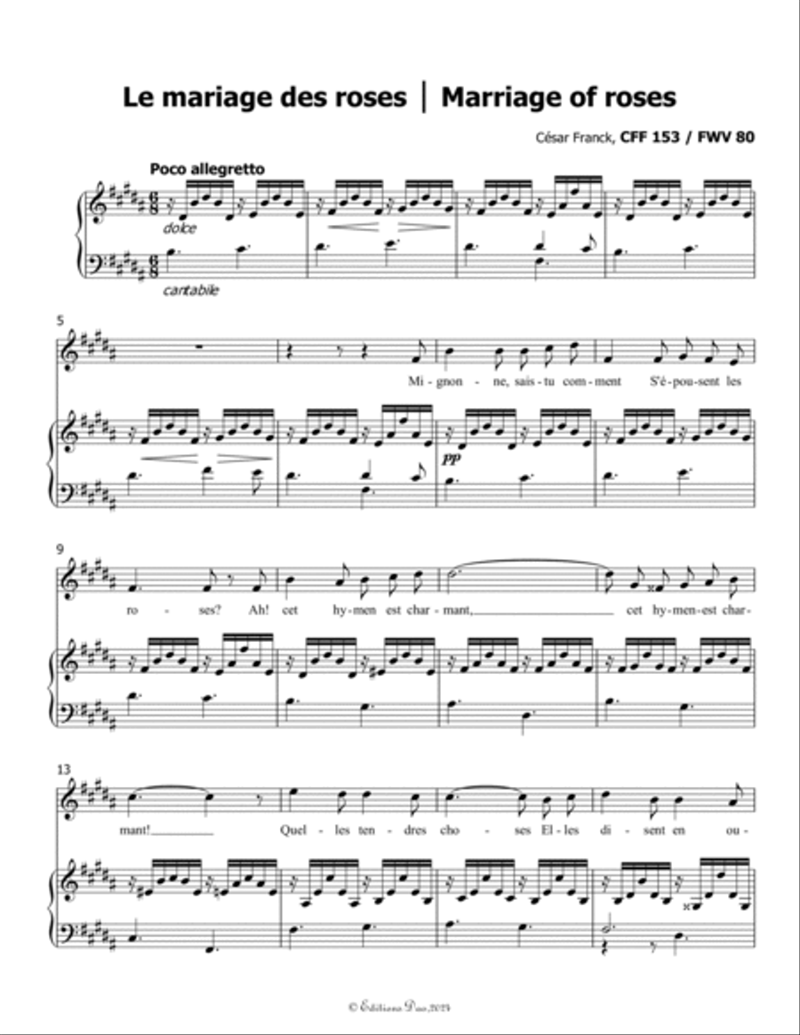 Le mariage des roses, by César Franck, in B Major Voice scores gallery preview page 3