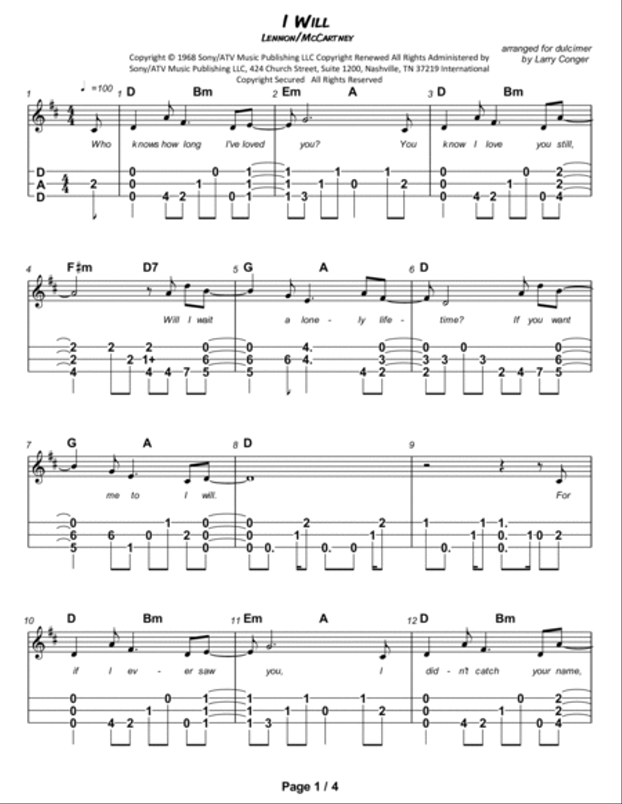 I Will Dulcimer scores gallery preview page 2