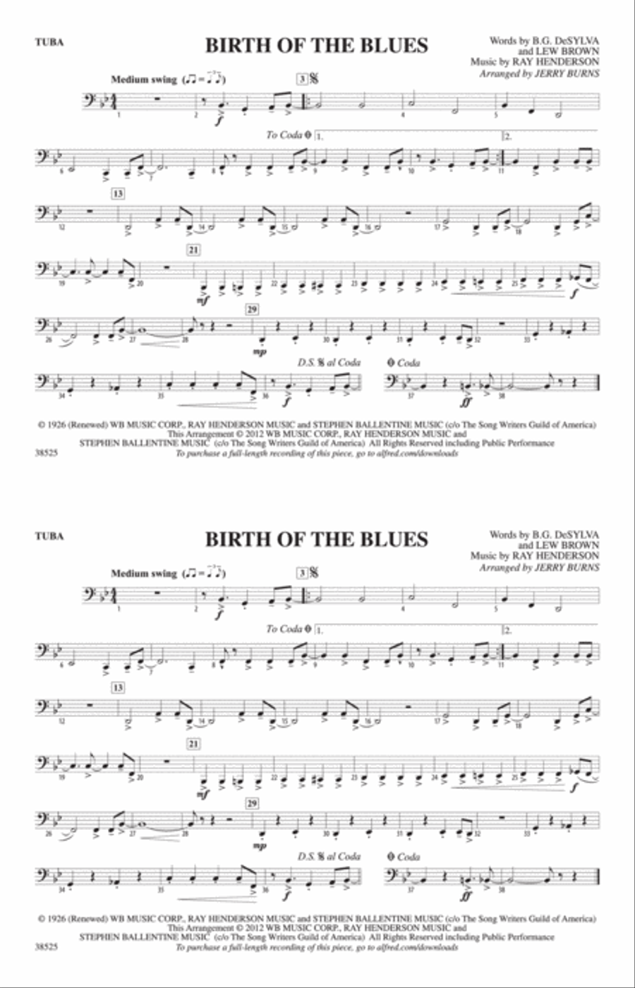 Birth of the Blues: Tuba Marching Band scores gallery preview page 1