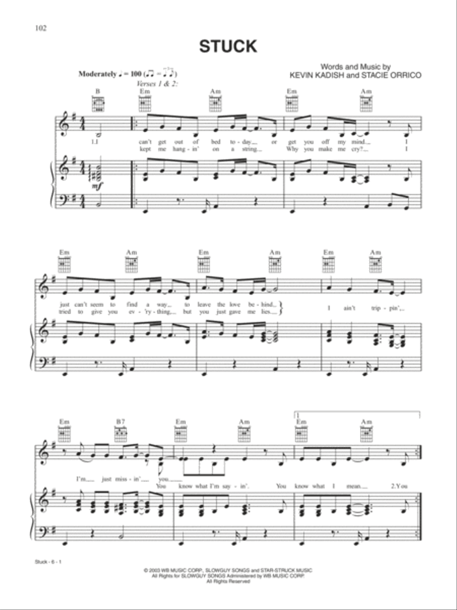 Stuck Piano, Vocal, Guitar scores gallery preview page 1