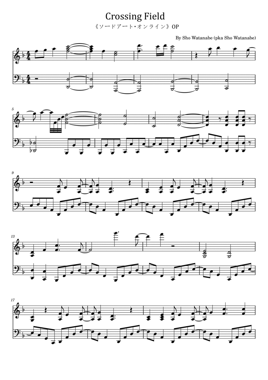 Crossing Field Piano Solo scores gallery preview page 1