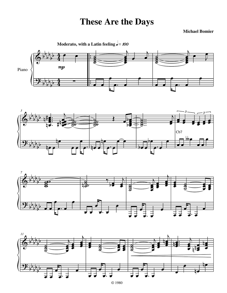 These are the Days, a smooth-jazz piano solo from Modern Solos