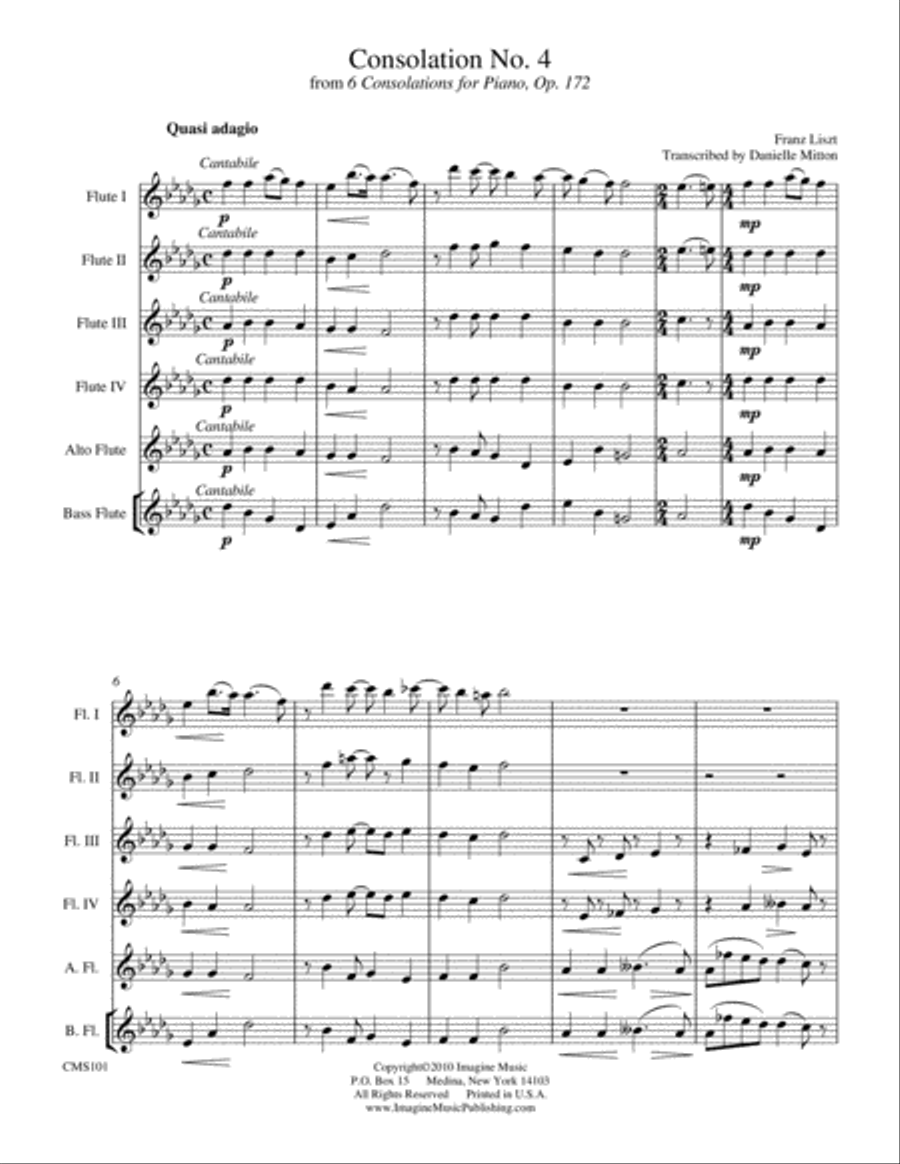 Two Consolations Flute Quartet scores gallery preview page 5