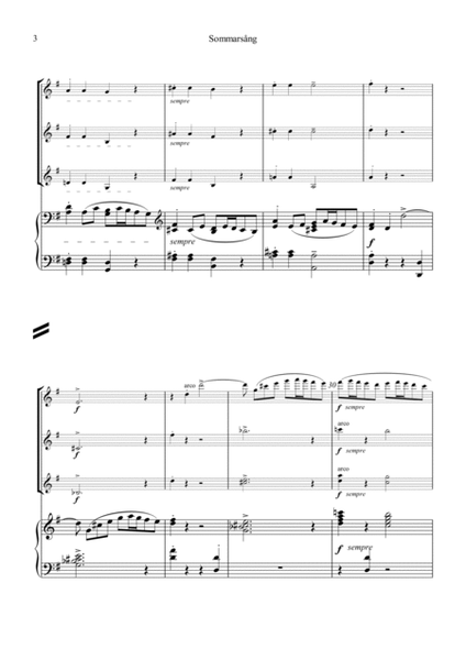Sommarsång/Sommarsang for 3 violins and piano (2 flutes ad lib) image number null