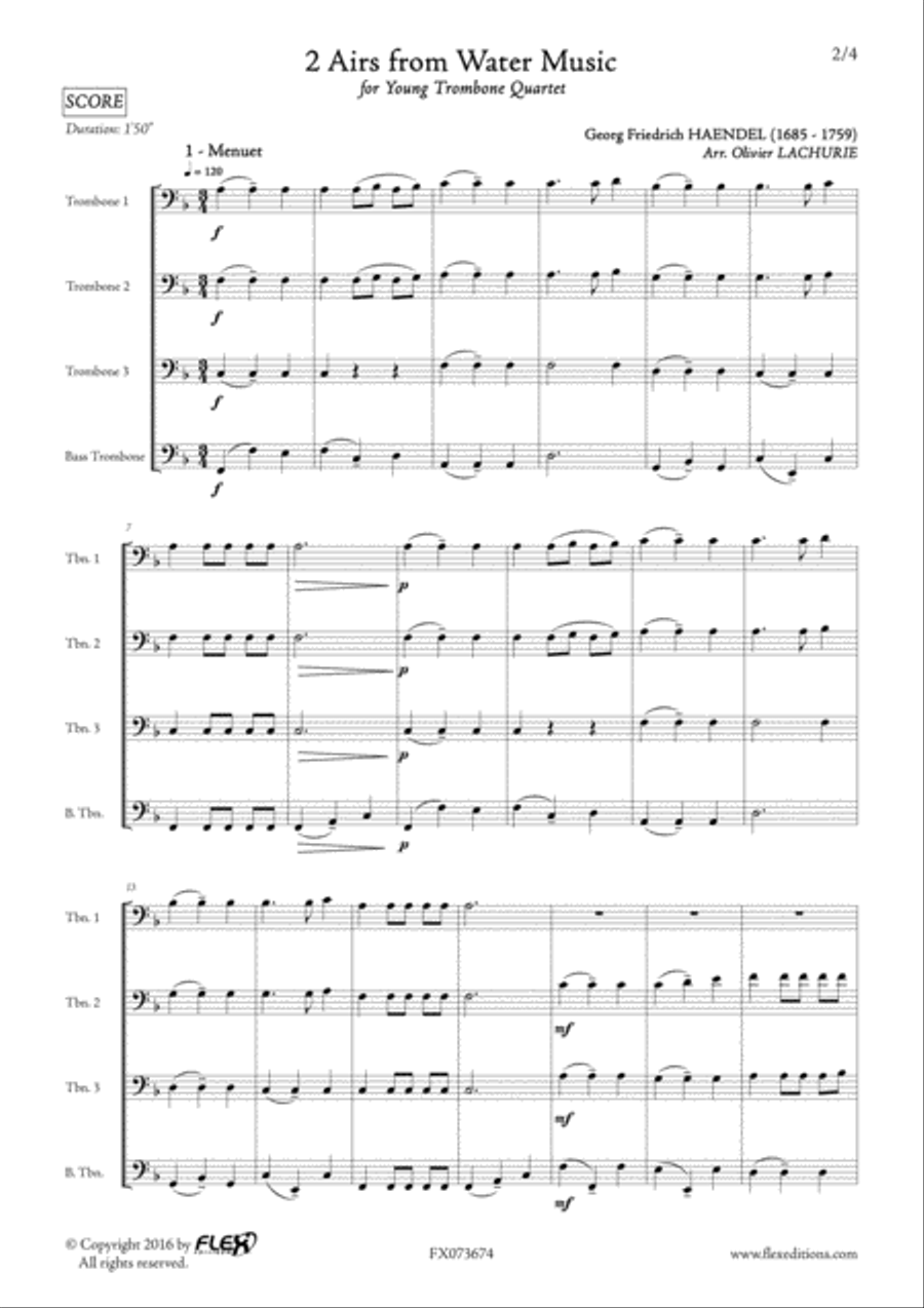 2 Airs from Water Music Trombone scores gallery preview page 2