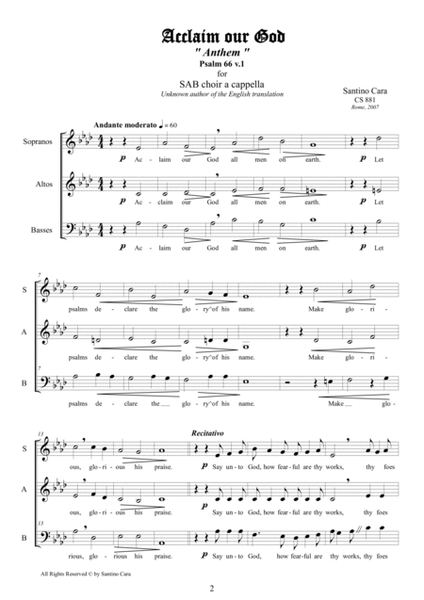 Acclaim our God - Anthem for SAB choir a cappella image number null