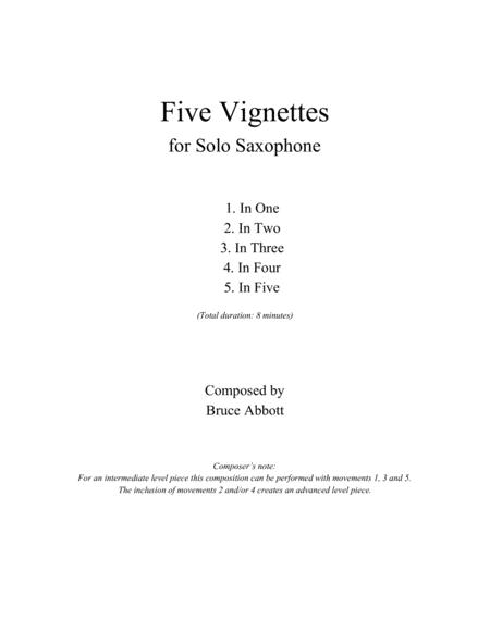 Five Vignettes for Solo Saxophone image number null