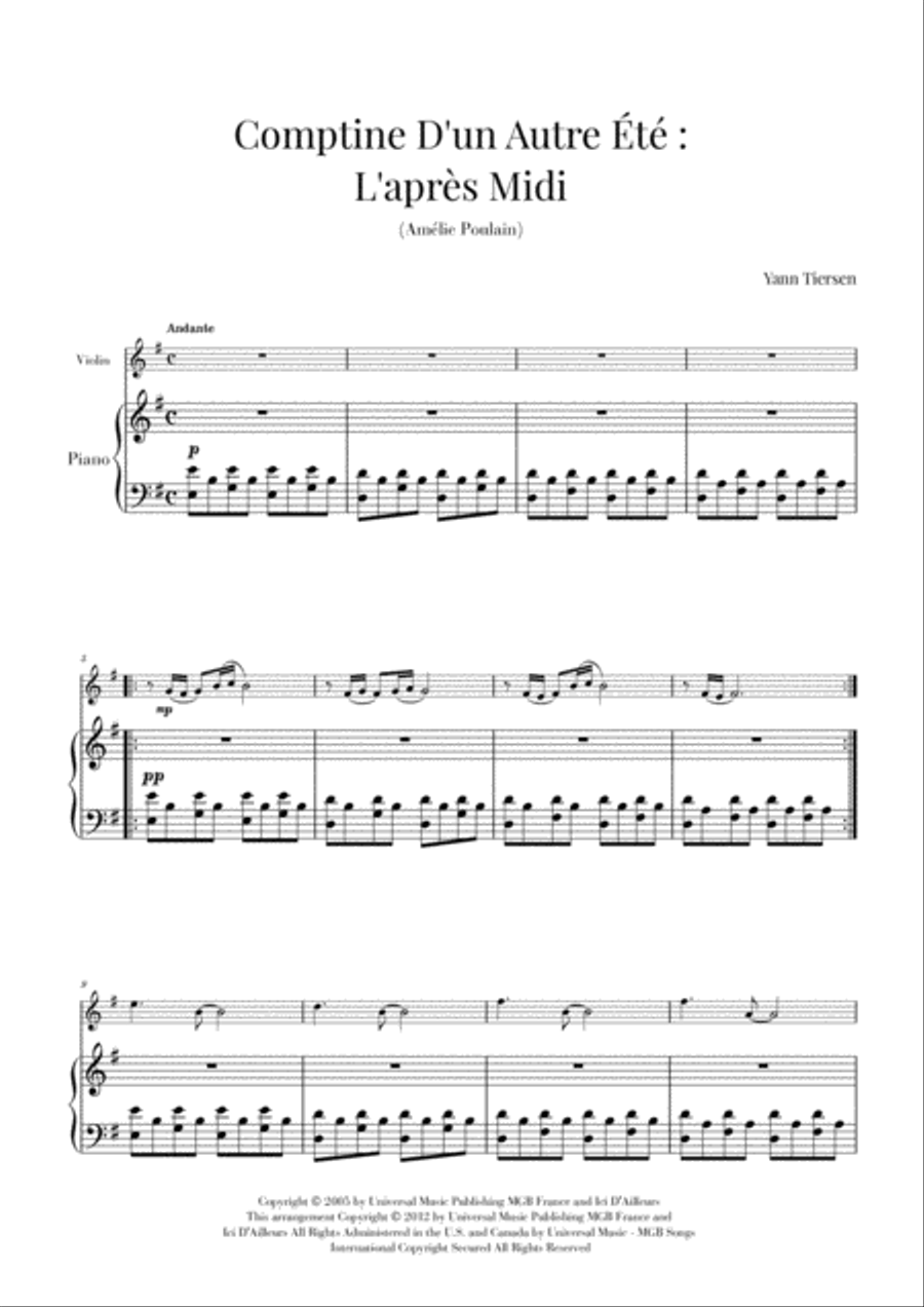 Comptine D'un Autre Été: L'après-midi String Duet scores gallery preview page 1