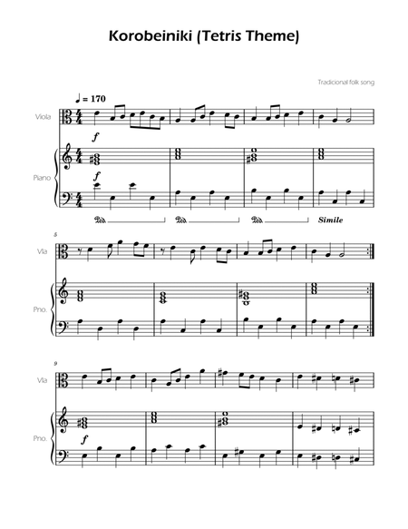 Tetris Theme for Viola and Piano image number null