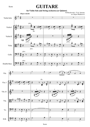 Guitare (Moszkowski/Sarasate) for Solo Violin and String Orchestra (or Quintet)