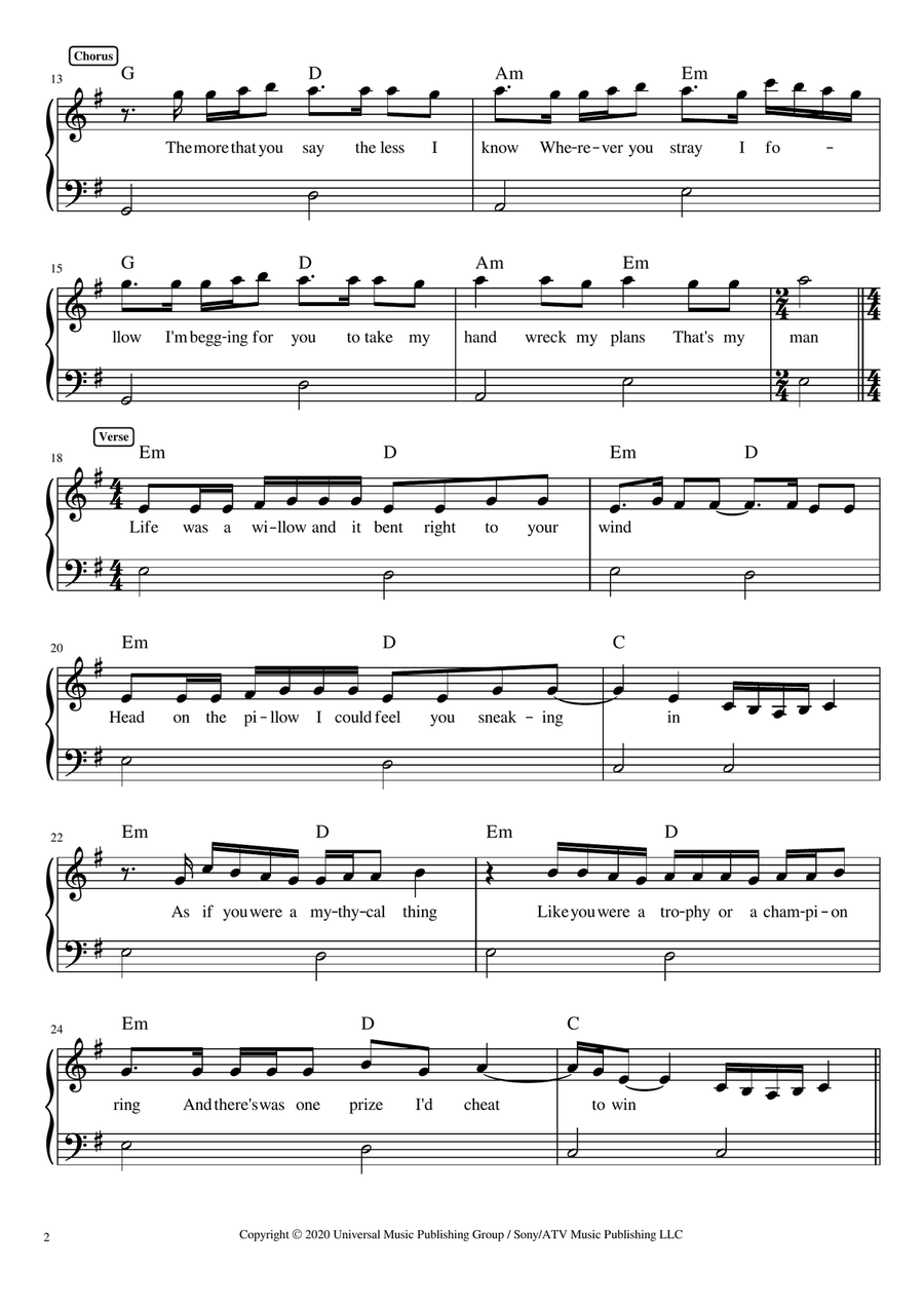Willow Piano, Vocal scores gallery preview page 2