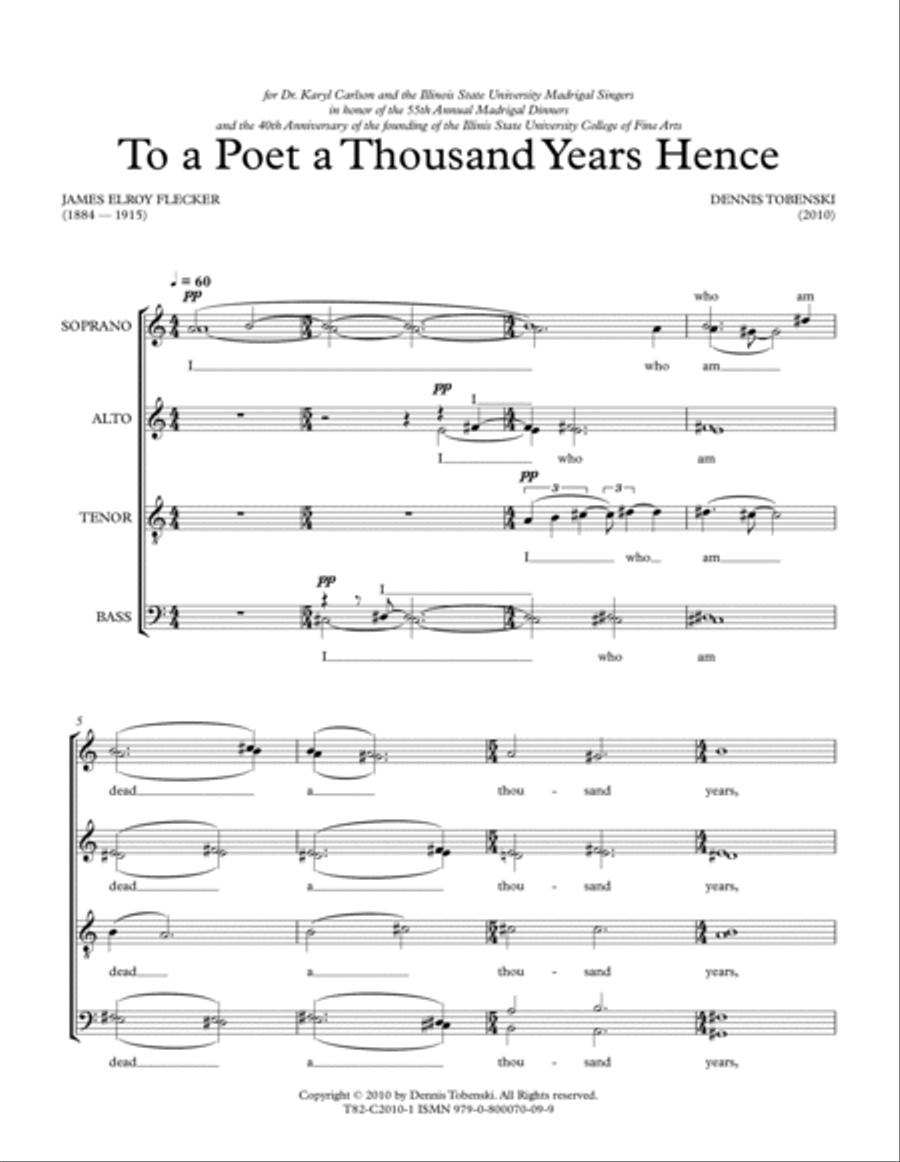 To a Poet a Thousand Years Hence 4-Part scores gallery preview page 3
