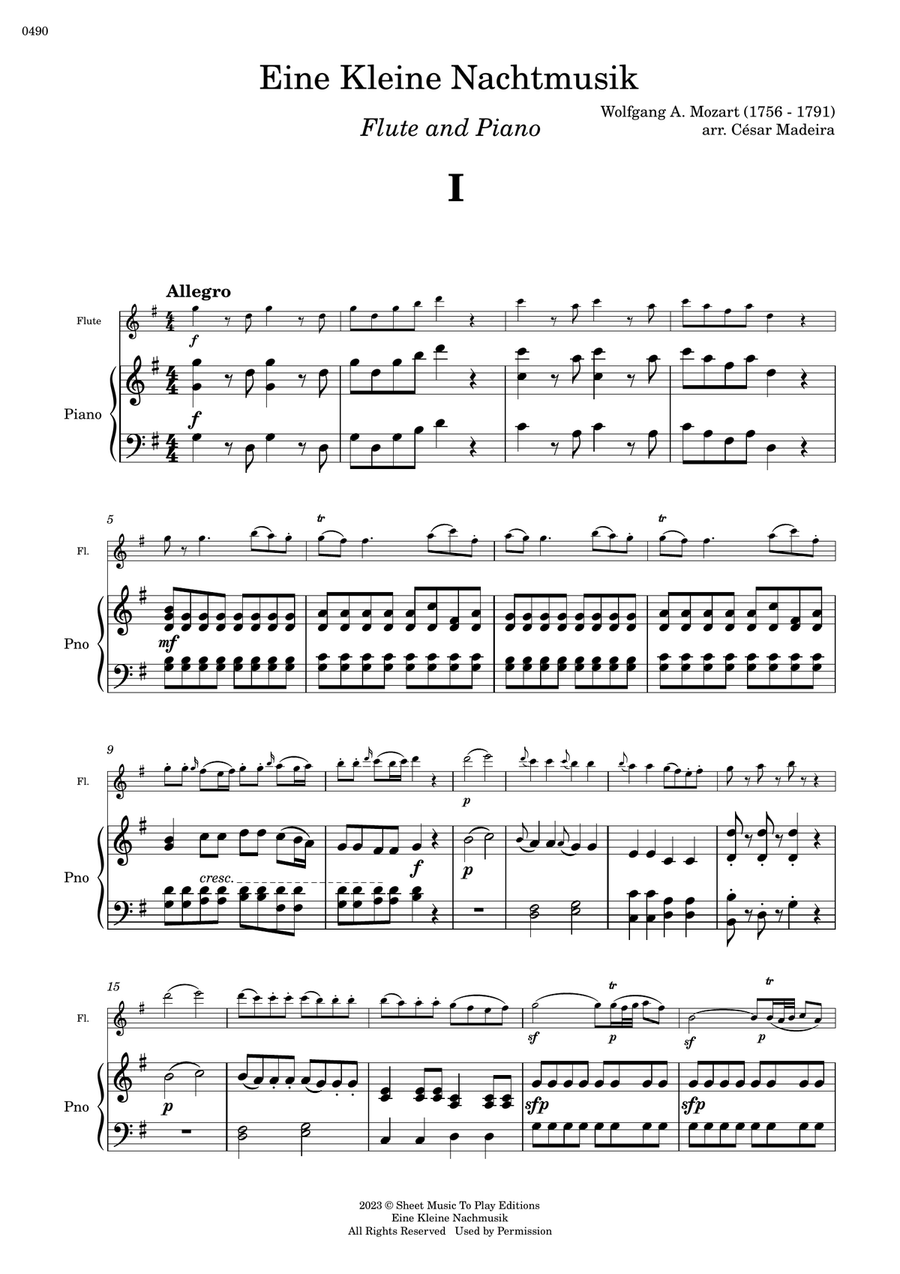 Eine Kleine Nachtmusik (1 mov.) - Flute and Piano (Full Score) Flute scores gallery preview page 2