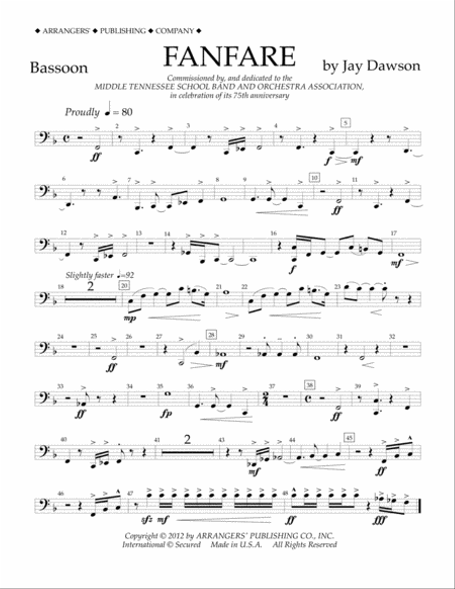 Fanfare - Bassoon Concert Band scores gallery preview page 1