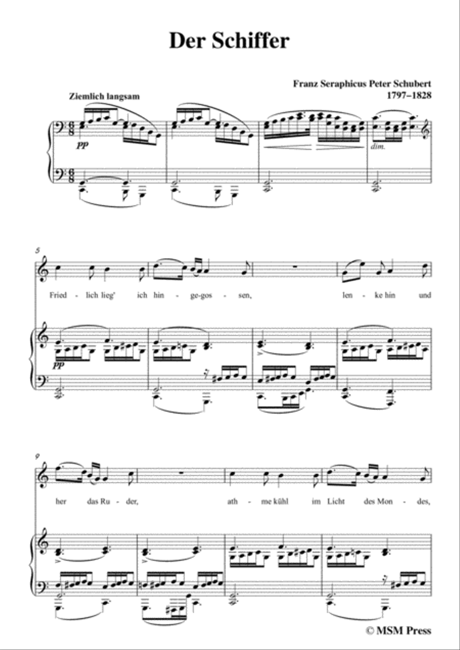 Schubert-Der Schiffer,in C Major,for Voice&Piano Voice scores gallery preview page 3