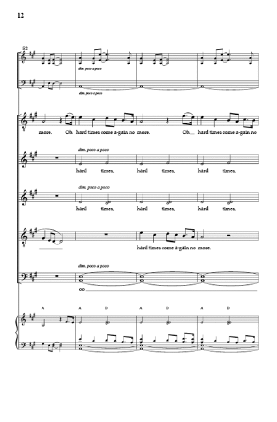 Hard Times (SATB) 4-Part scores gallery preview page 11