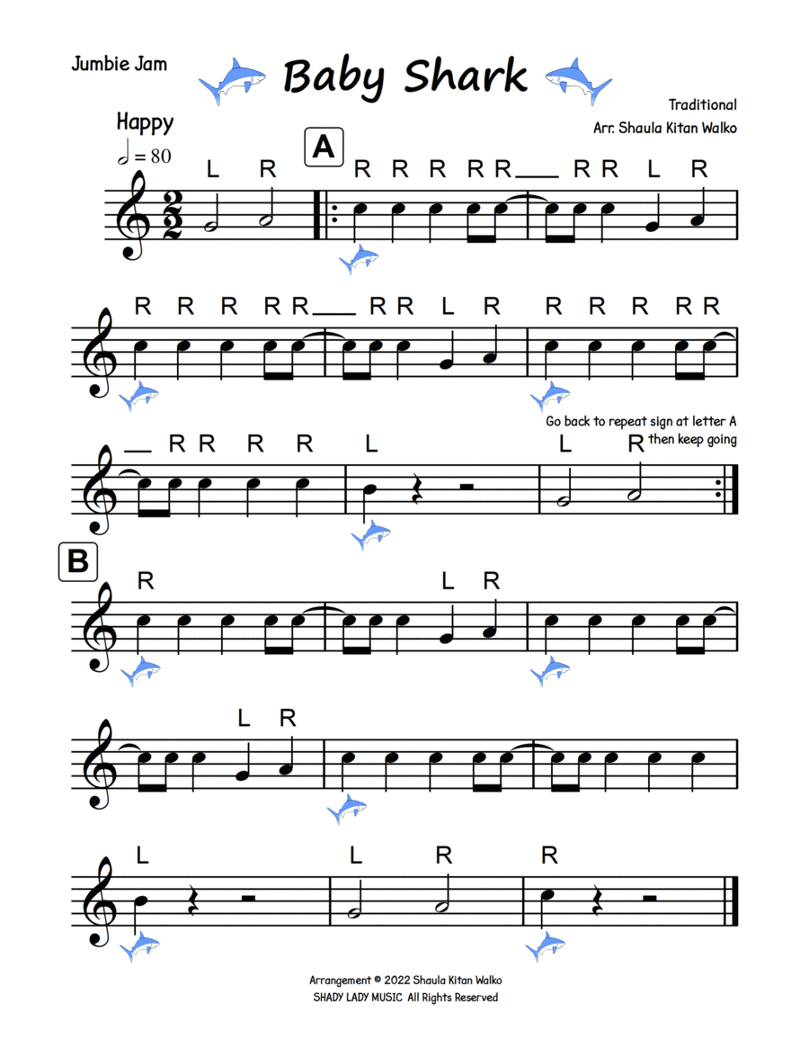 Baby Shark with Big Notes – Individual Part Steel Pan scores gallery preview page 1
