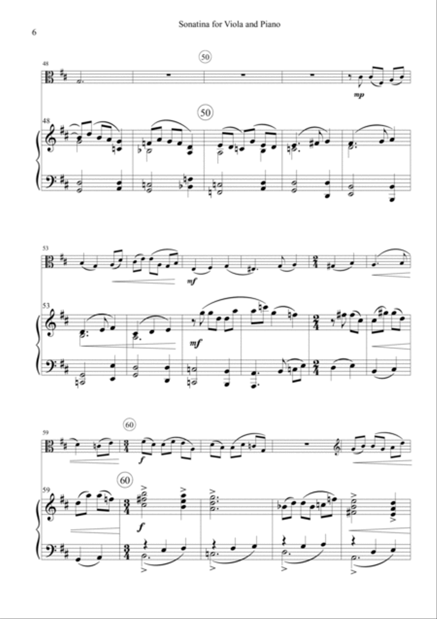 Sonatina for Viola and Piano Piano scores gallery preview page 6
