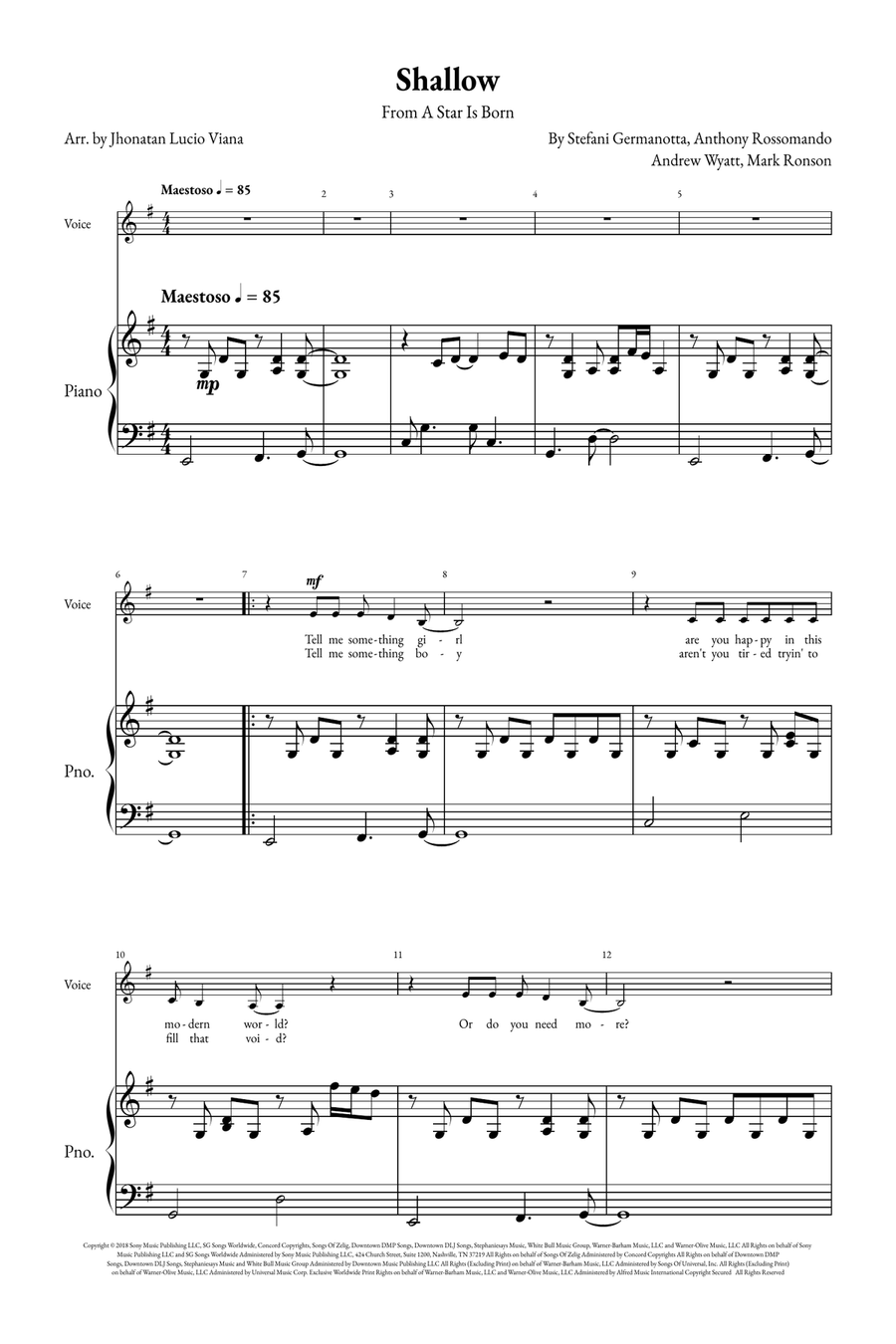 Shallow A Cappella scores gallery preview page 1