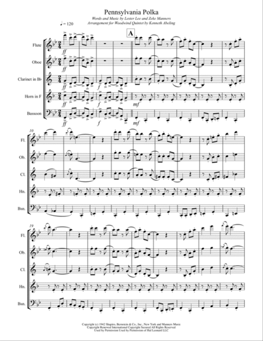 Pennsylvania Polka Woodwind Quintet scores gallery preview page 2