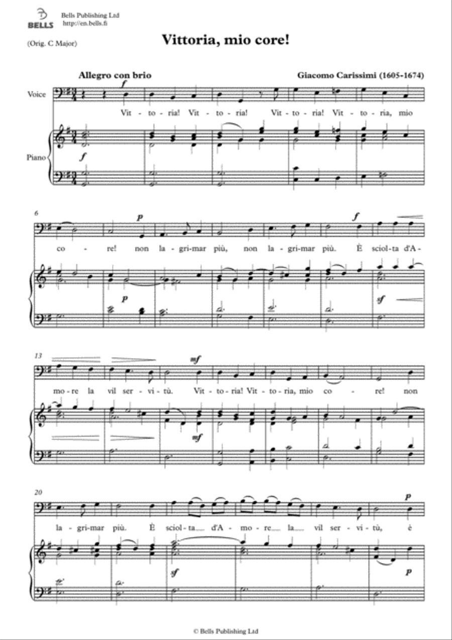 Vittoria, mio core! (G Major) Voice Solo scores gallery preview page 1