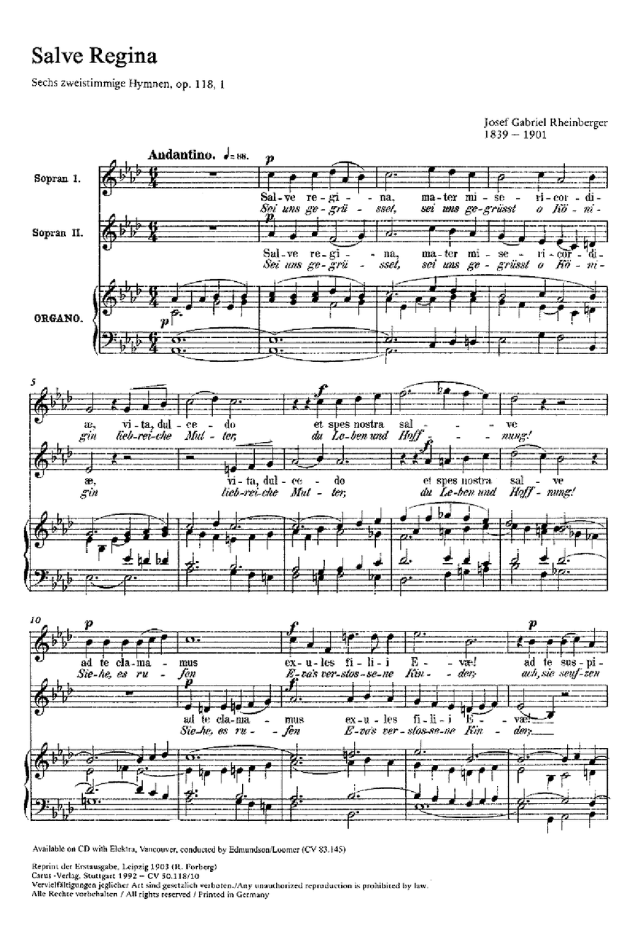 Salve Regina (Sei uns gegrüßet, o Königin)
