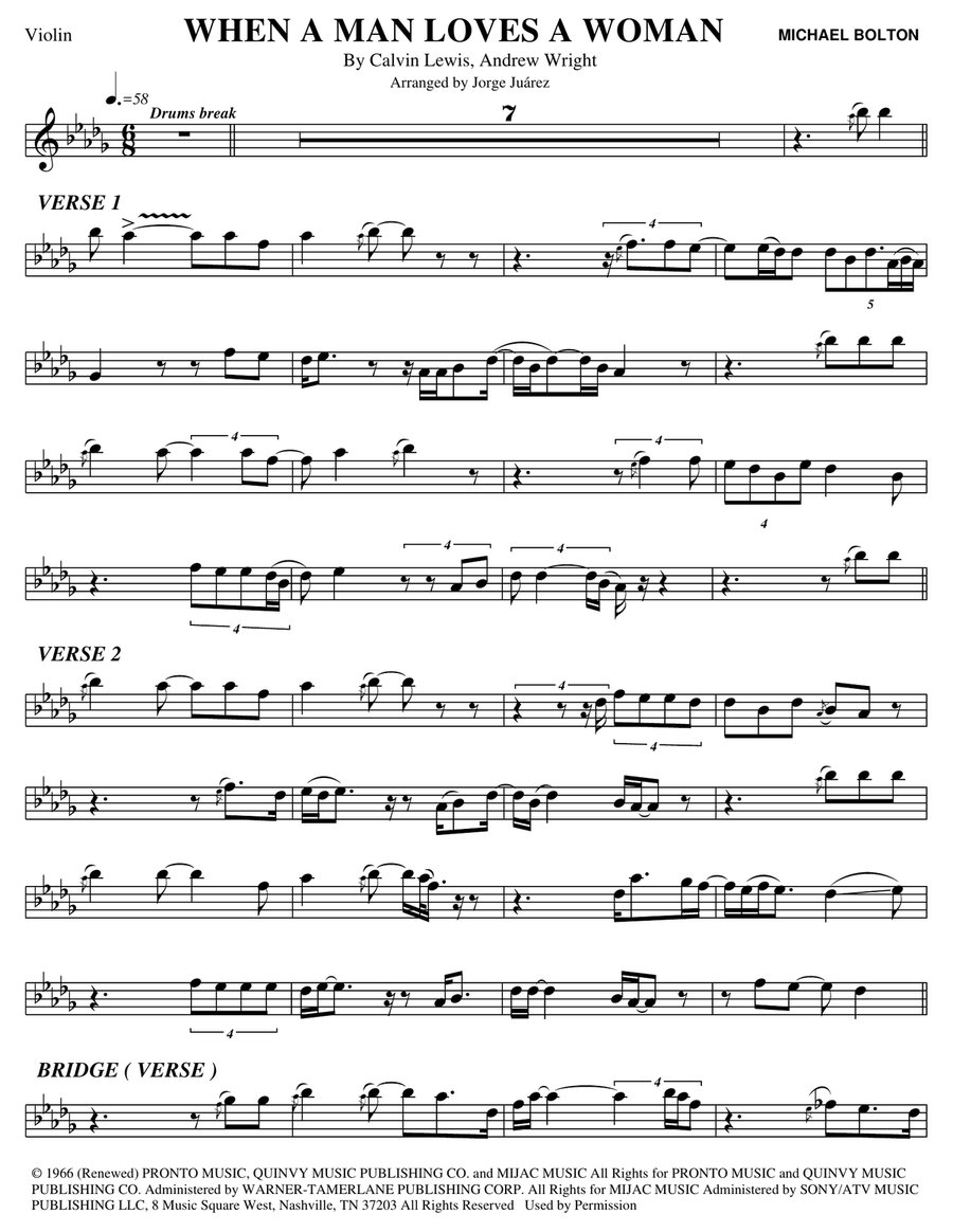 When A Man Loves A Woman Violin Solo scores gallery preview page 1