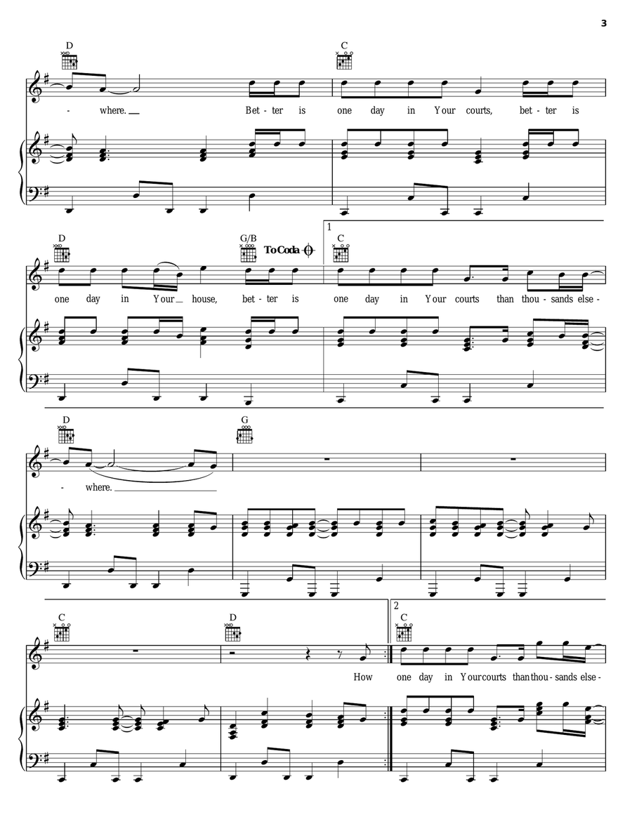 Better Is One Day Piano, Vocal, Guitar scores gallery preview page 3