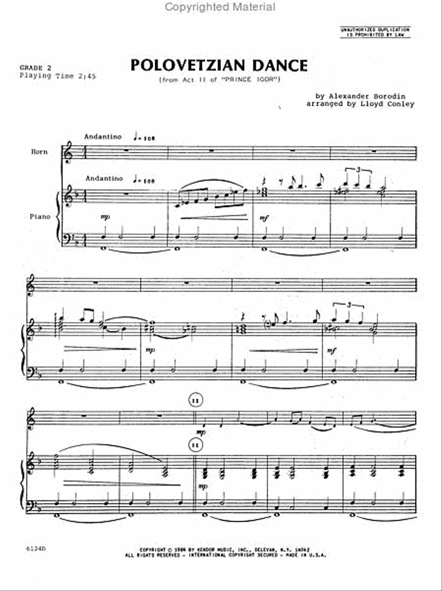 Polovetzian Dance (from Act II of Prince Igor) Horn scores gallery preview page 2