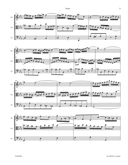 Bach: Organ Triosonata BWV 526 arr. for String Trio image number null