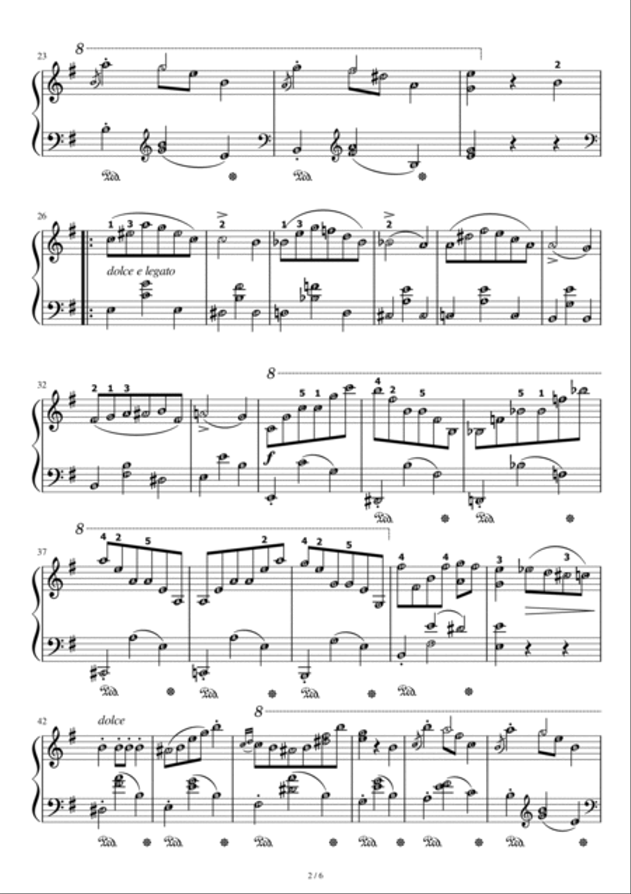 Waltz in E Minor (Opus Posthumous B. 56) Chopin with note names Piano Solo scores gallery preview page 2