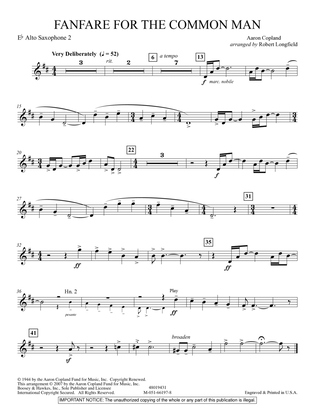 Fanfare For The Common Man (arr. Robert Longfield) - Eb Alto Saxophone 2