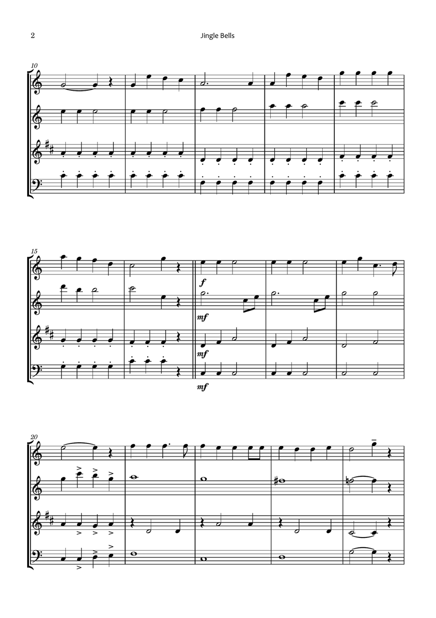 Jingle Bells Woodwind Quartet scores gallery preview page 2