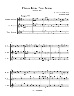 V'adoro from Giulio Cesare (recorder trio)