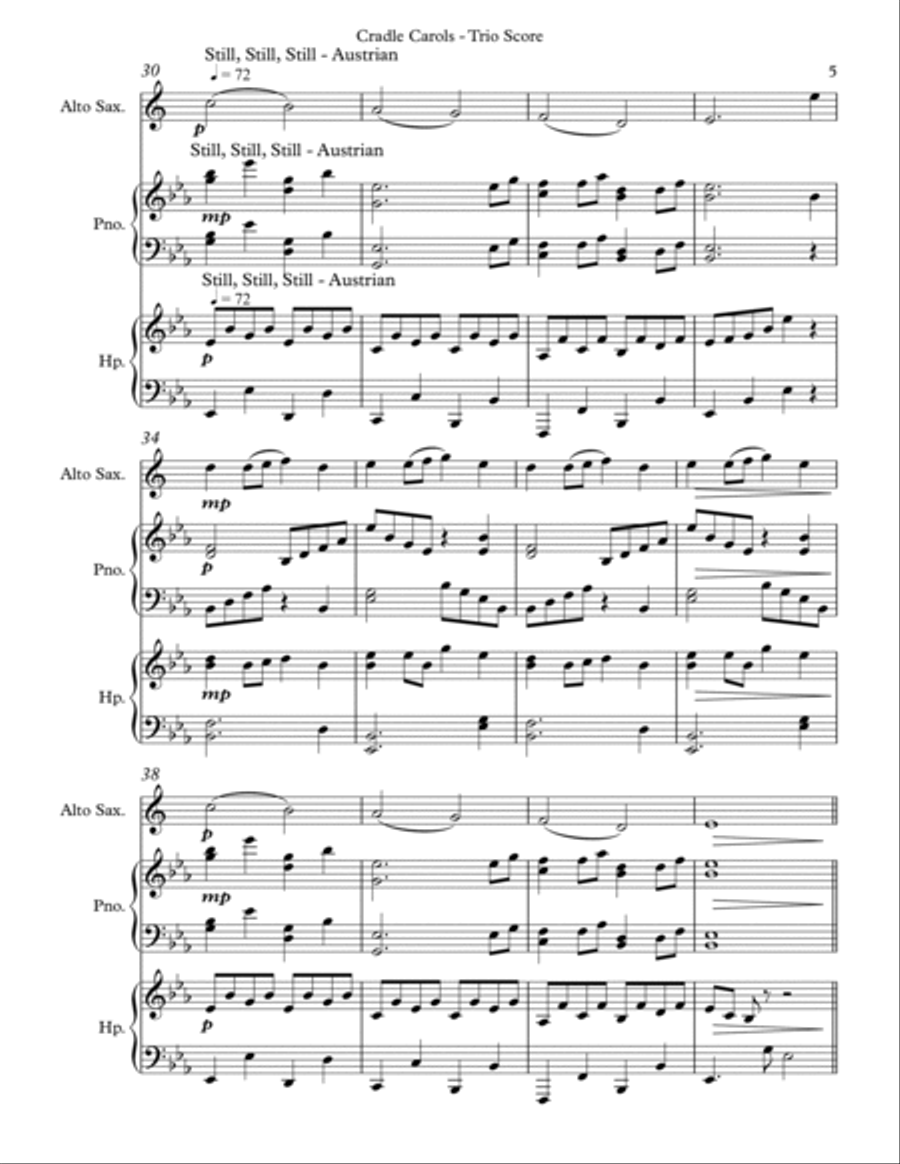 Cradle Carols, Trio for Eb Alto Saxophone, Pedal Harp and Piano image number null