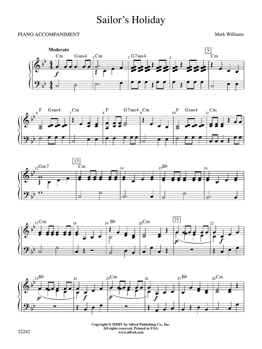 Sailor's Holiday: Piano Accompaniment
