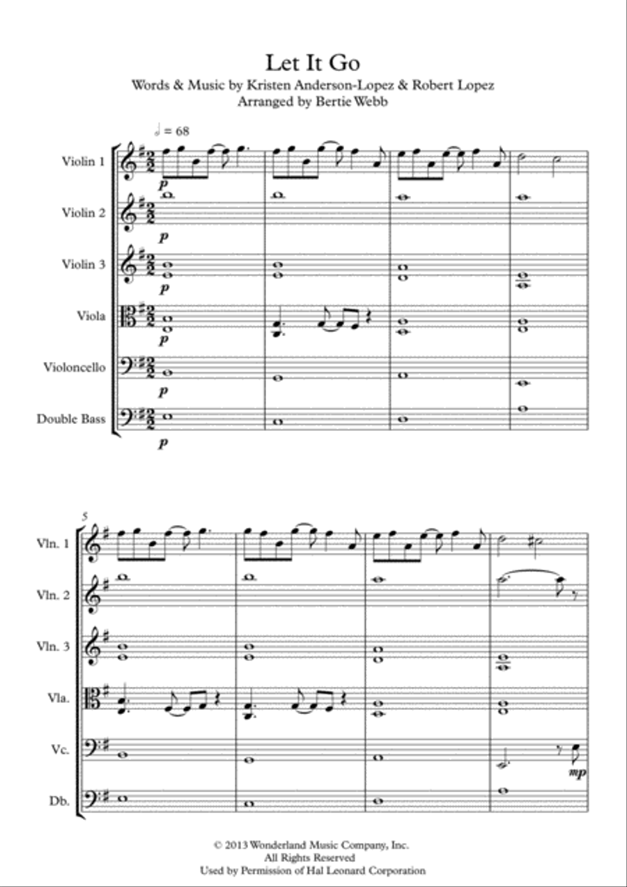 Let It Go (from Frozen) String Orchestra scores gallery preview page 1
