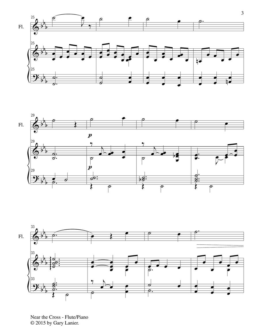 NEAR THE CROSS (Duet – Flute and Piano/Score and Parts) Woodwind Duet scores gallery preview page 4