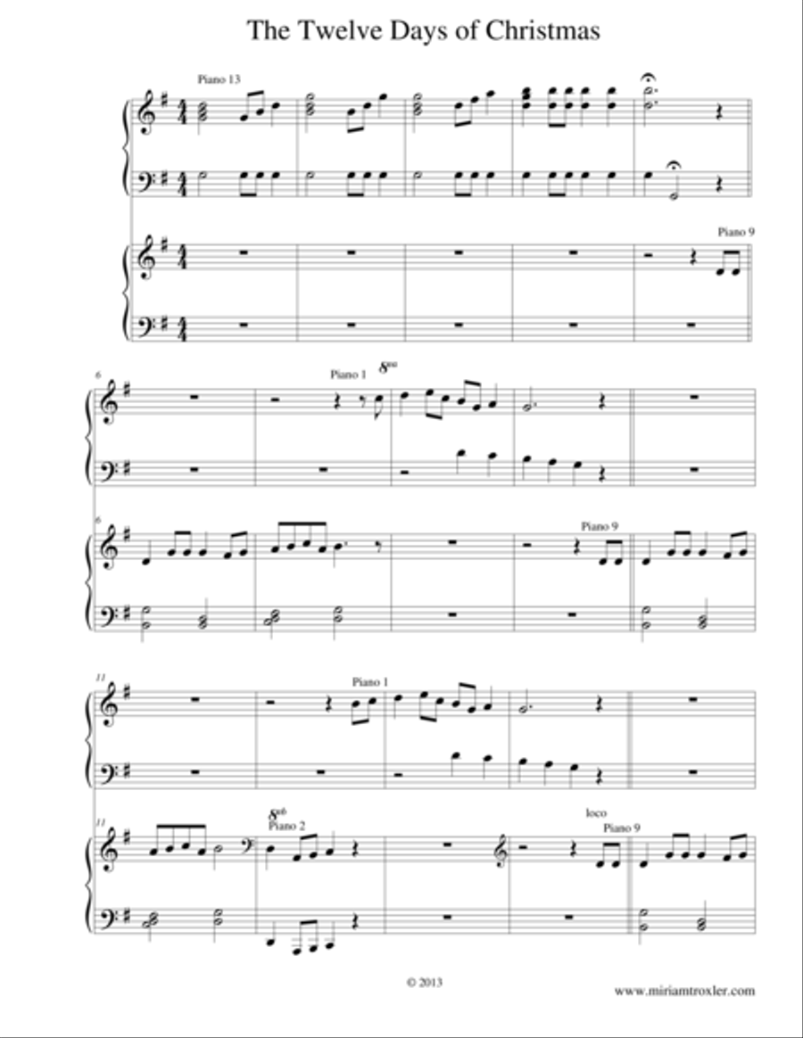 Twelve Days of Christmas 1 Piano, 4-Hands scores gallery preview page 1