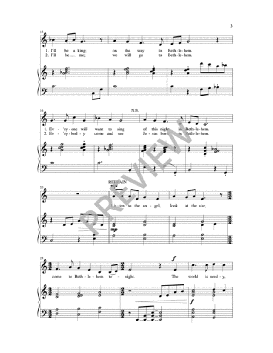 In Bethlehem Tonight Unison Choir scores gallery preview page 4