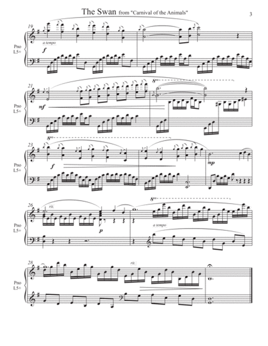 The Swan-v2 (Saint-Saens) - (3 for 1 PIANO Standalone Arr's) image number null