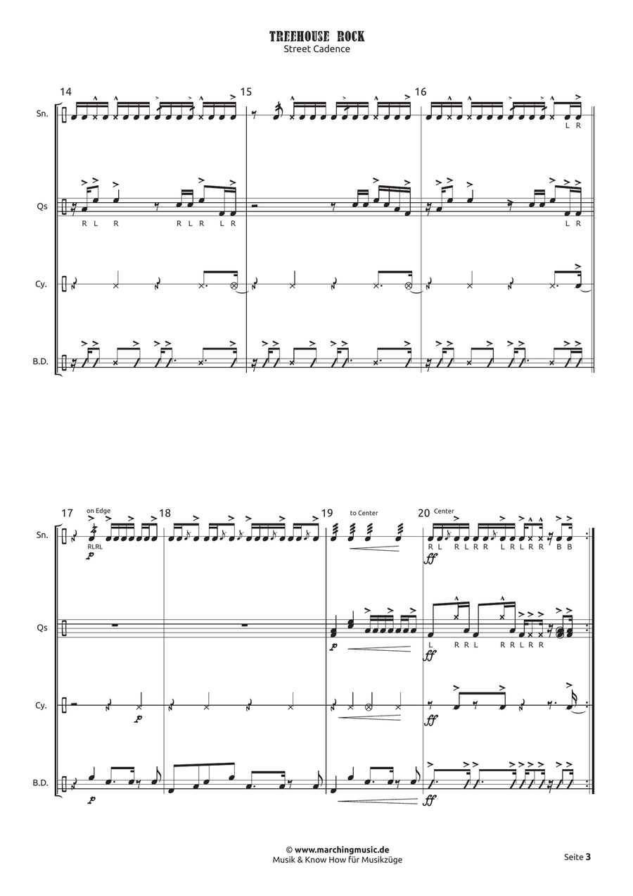 TREEHOUSE ROCK Street Cadence (Drumline) Marching Band scores gallery preview page 4