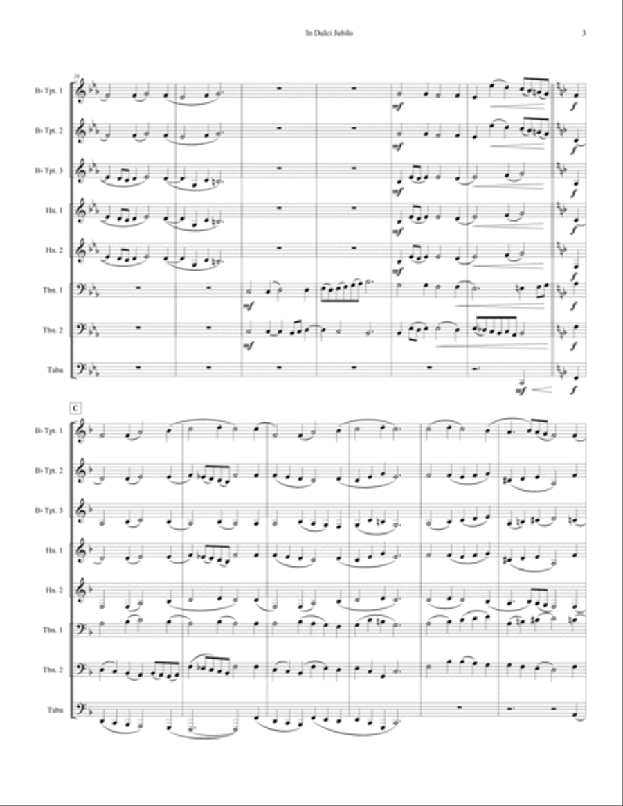 In Dulci Jubilo : Brass Octet (3,2,2,1) Brass Ensemble scores gallery preview page 3
