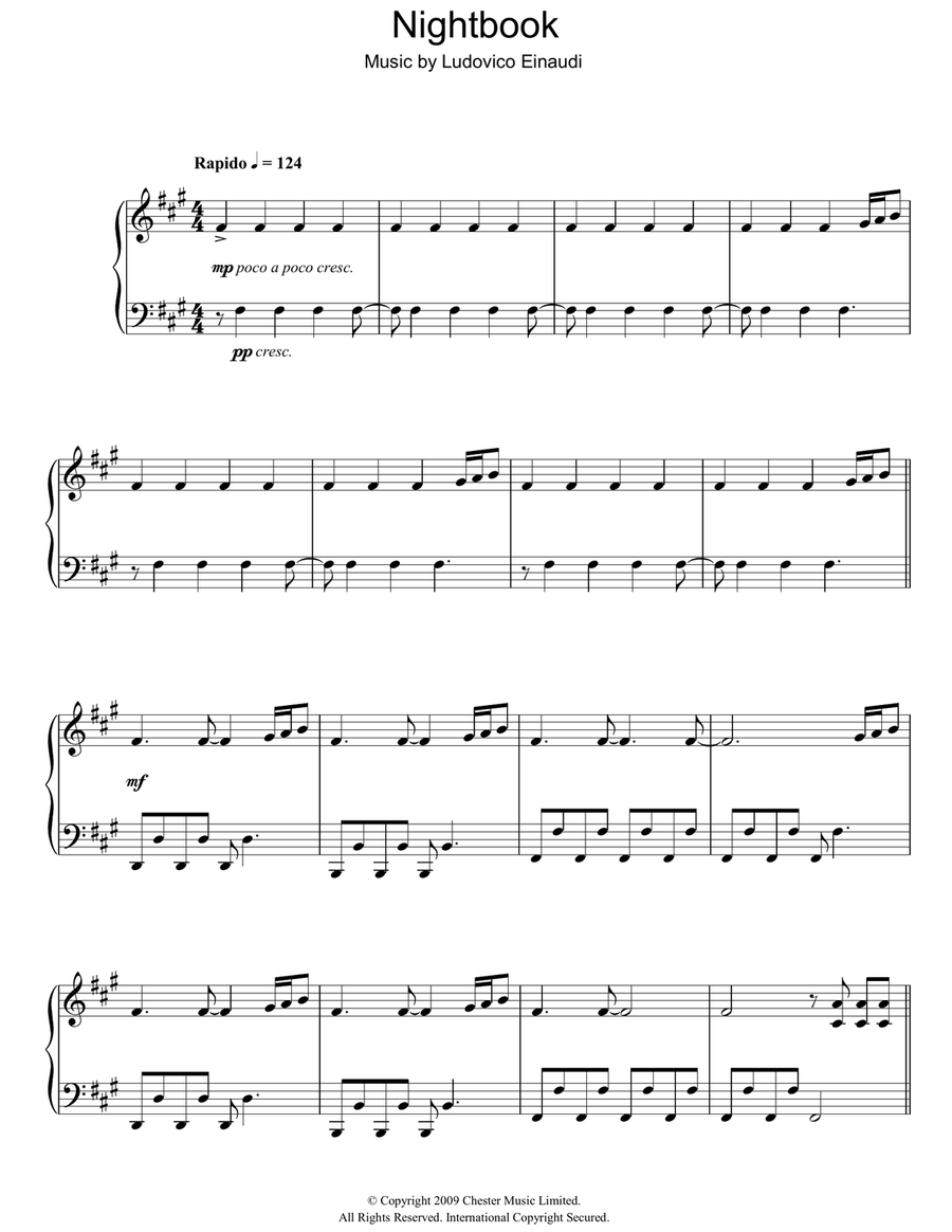 Nightbook Piano Solo scores gallery preview page 1
