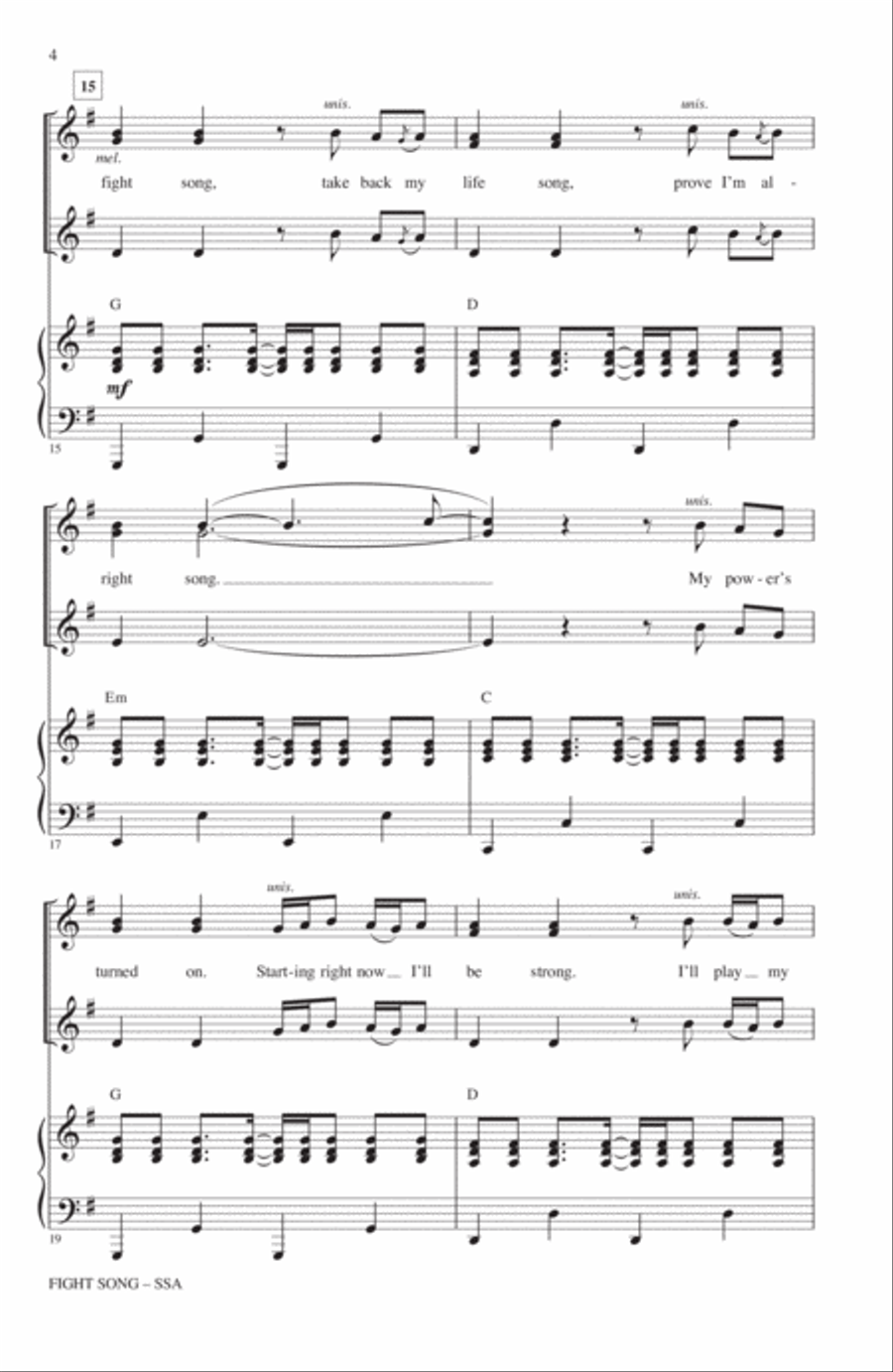 Fight Song (Arr. Roger Emerson) SSA scores gallery preview page 3