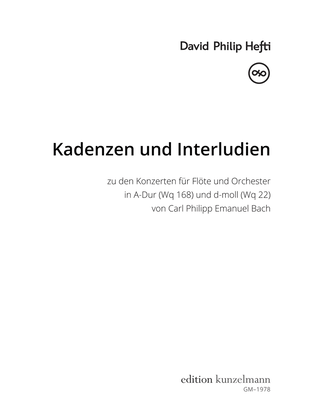 Book cover for Cadenzas and Interludes for the Flute Concertos Wq 168 and Wq 22 by C.P.E. Bach