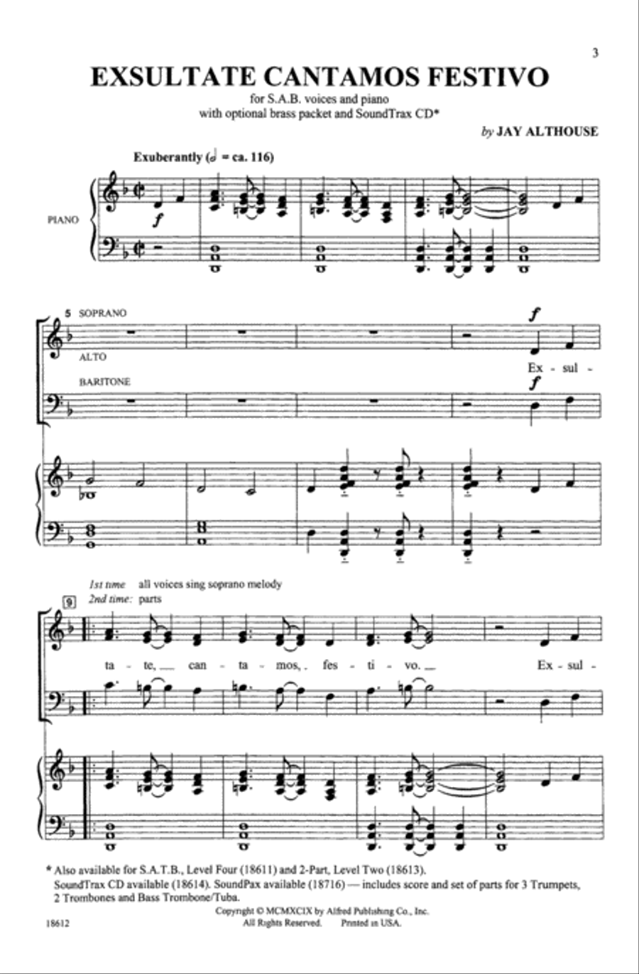 Exsultate Cantamos Festivo 3-Part scores gallery preview page 2