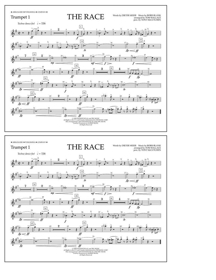 The Race - Trumpet 1 Marching Band scores gallery preview page 1