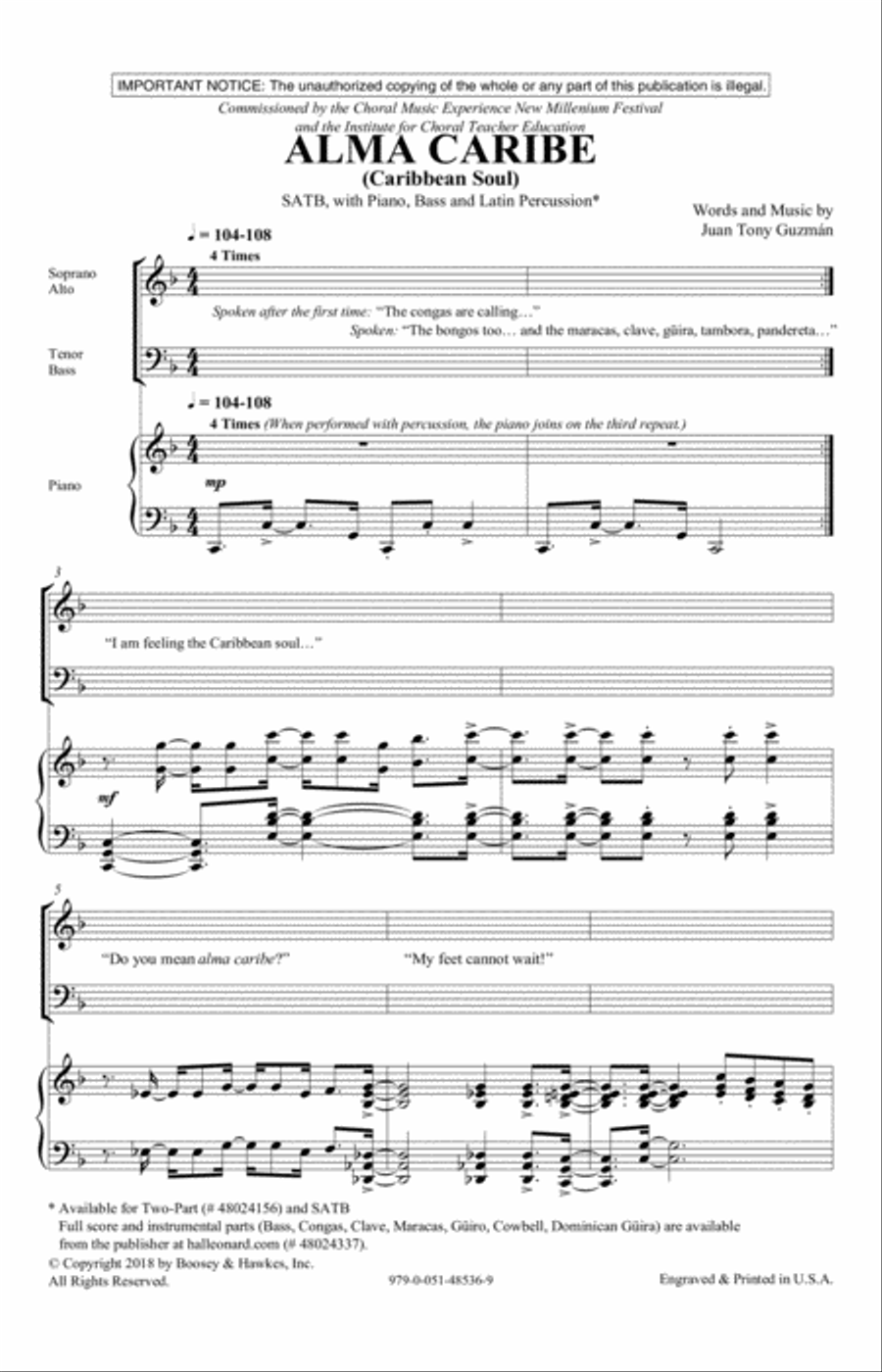 Alma Caribe (Caribbean Soul) 4-Part scores gallery preview page 1